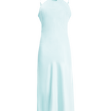 Silk Sky Blue Rose Maxi Dress