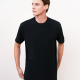 Round Neck Black Basic Short Sleeve