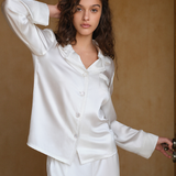 The Purity Series Chiffon Lace Trim Silk Suit