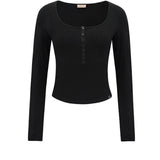 Black Silk Blend Knit Long Sleeve Top