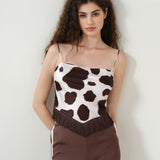 Cow Print Silk Fringe Camisole