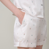 Petit flower Silk Striped Flower Sleeveless Short Set
