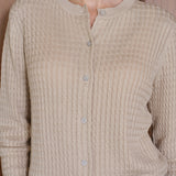 CloudKnit Cashmere-Silk Cable-Knit Cardigan Lounge Top