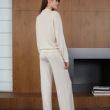 CloudKnit Cashmere-Silk Zip-Up Long Sleeve Lounge Top