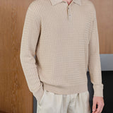 CloudKnit Men’s Cashmere-Silk Cable-Knit Long Sleeve Polo Lounge Top