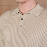 CloudKnit Men’s Cashmere-Silk Cable-Knit Long Sleeve Polo Lounge Top