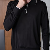 Mr.S Men's Silk Knit Long Sleeve Polo Shirt