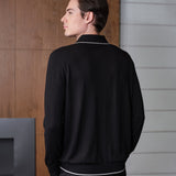Mr.S Men's Silk Knit Long Sleeve Polo Shirt