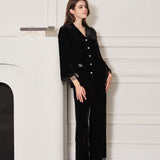 Oriental Collection Velvet Lace Long Pyjama Trousers