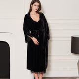 Oriental Collection Crystal Fan Velvet Lace Long Robe