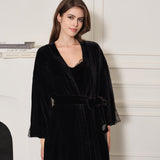 Oriental Collection Crystal Fan Velvet Lace Long Robe