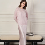 CloudKnit Cashmere-Silk Cable-Knit Long Sleeve Lounge Top