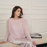 CloudKnit Cashmere-Silk Cable-Knit Long Sleeve Lounge Top