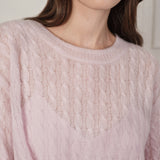 CloudKnit Cashmere-Silk Cable-Knit Long Sleeve Lounge Top