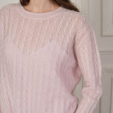 CloudKnit Cashmere-Silk Cable-Knit Long Sleeve Lounge Top