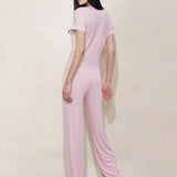 Pink Silk Blend Short Sleeve T-Shirt