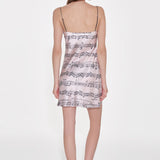 Pastel Pink Notes Print Silk Slip Dress
