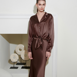 Button Down Silk Brown Shirt