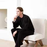 Round Neck Black Basic Long Sleeve