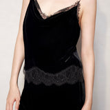 Black Velvet Lace Halterneck Top