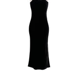 Black Velvet Midi Silk Slip Dress