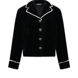 Black Lace Velvet Pyjama Top