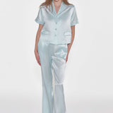 Sky Blue Short Sleeved Silk Pyjama Set