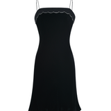 Black Velvet Silk Slip Mini Dress
