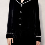 Black Lace Velvet Pyjama Top