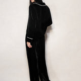 Black Lace Velvet Pyjama Top
