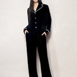 Black Lace Velvet Pyjama Top