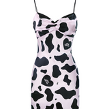 MooMoo Print Silk Slip Dress