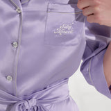Lilac Front Tie Silk Pyjama Set