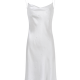 Pearl White Silk Slip Mini Dress