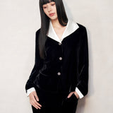 Black Velvet and Pearl White Pyjama Shirt