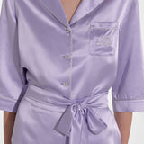 Lilac Front Tie Silk Pyjama Set