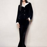 Black Velvet and Pearl White Pyjama Shirt