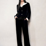 Black Velvet and Pearl White Pyjama Shirt