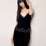 Black Velvet Lace Halterneck Top