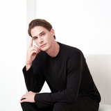 Round Neck Black Basic Long Sleeve