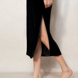 Black Velvet Midi Silk Slip Dress