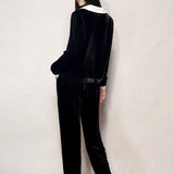 Black Velvet and Pearl White Pyjama Shirt