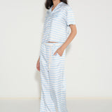Blue Striped Short Sleeve Pyjama Set