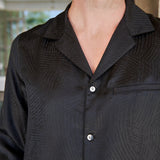 Black Long Sleeve Silk Pyjama Set
