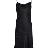 Pearl Black Silk Slip Mini Dress