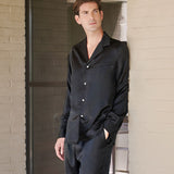 Black Long Sleeve Silk Pyjama Set