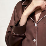 Chocolate Brown Silk Trousers Pyjama Set