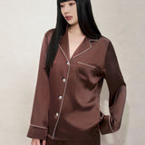 Chocolate Brown Silk Trousers Pyjama Set