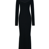 Crystal Black Long Sleeve Silk Velvet Maxi Dress
