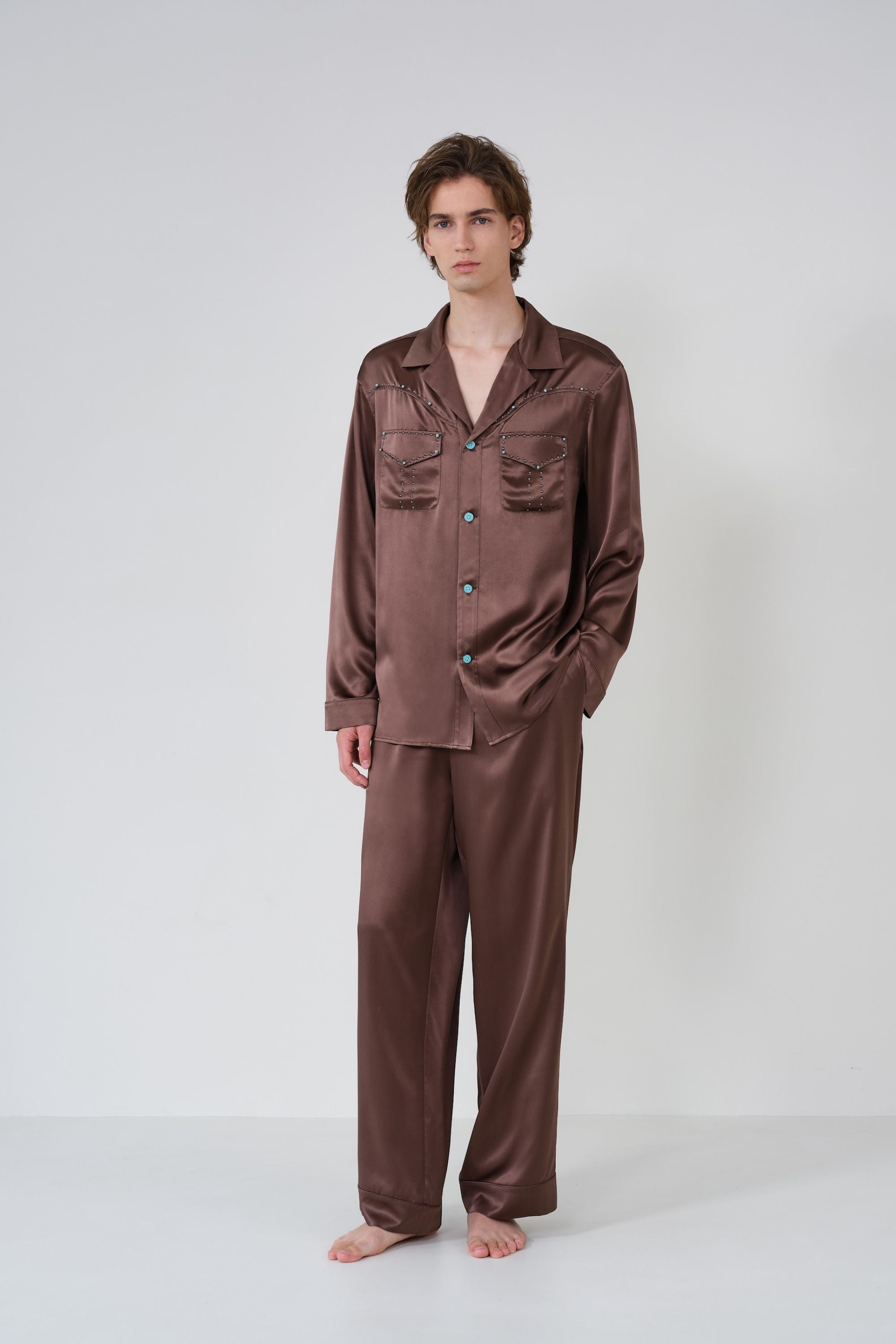Satin Asos Men's Pajama Sets Pajamas Men Home Clothe Suit